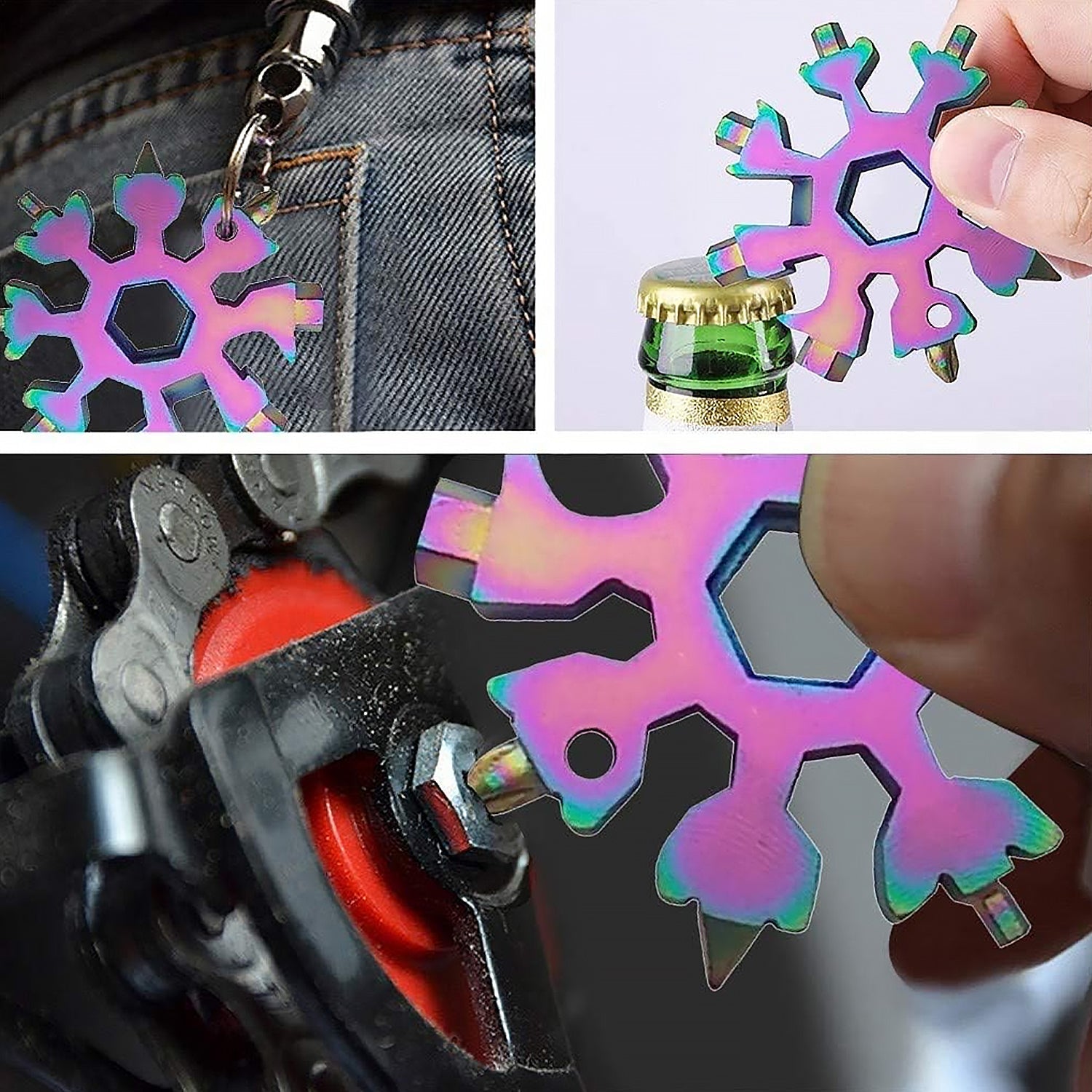 Durable & Portable 18 in 1 Snowflake Multi-Tool, Snowflake Bottle Opener Flat Phillips Screwdriver Kit Wrench Durable & Portable 18 in 1 Snowflake Multi-Tool, Snowflake Bottle Opener Flat Phillips Screwdriver Kit Wrench